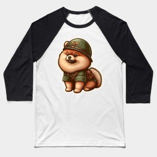 Pomeranian Soldier Baseball T-Shirt